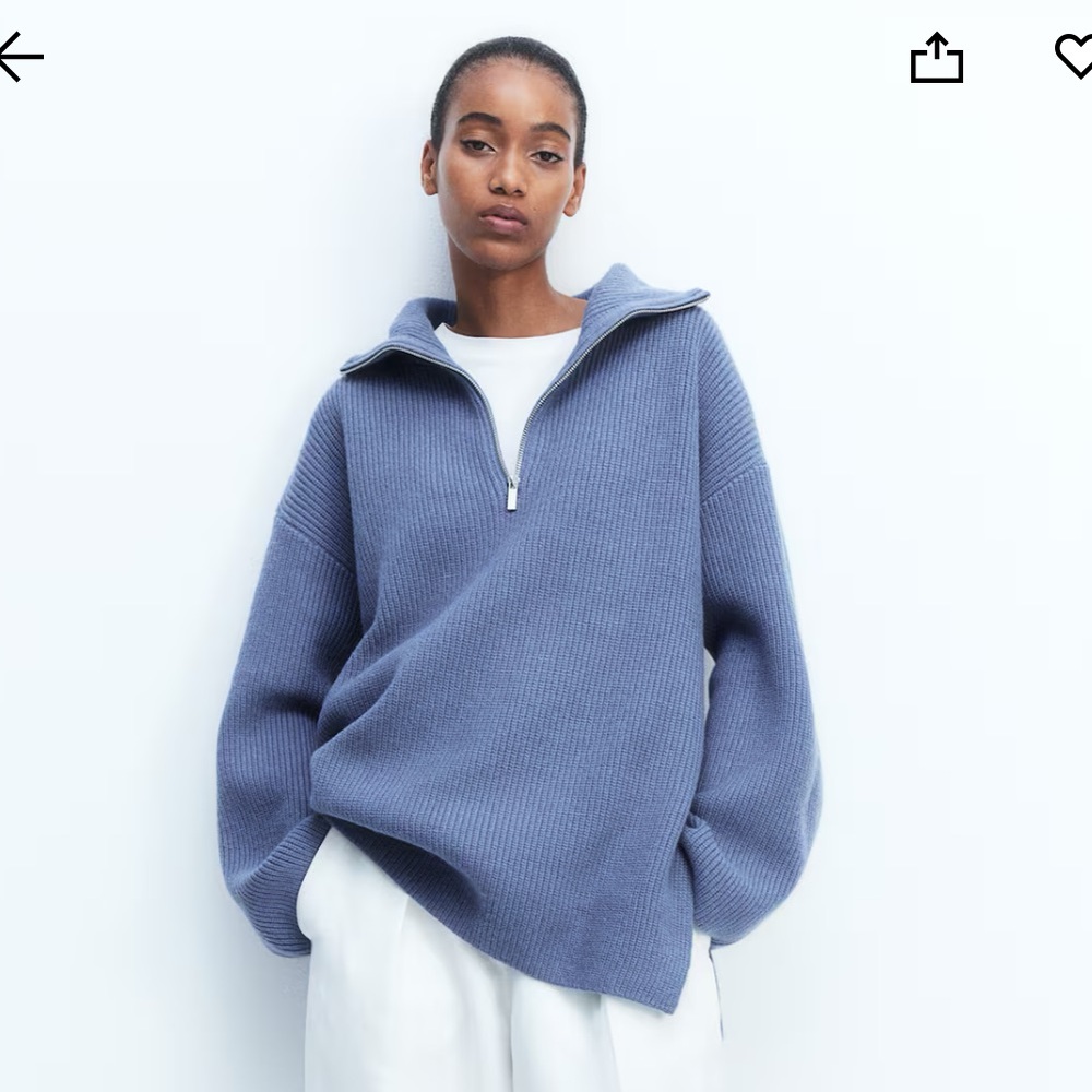 H&M Rib-Knit Half-Zip Sweater